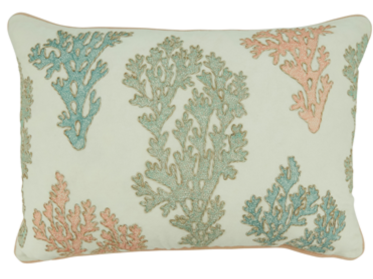 Coral Beaded Lumbar Pillow Cover