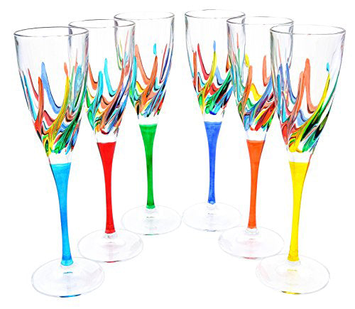 Trix Multi Color Italian Crystal Glassware Set/2