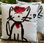 Flower Cat Pillow Cover