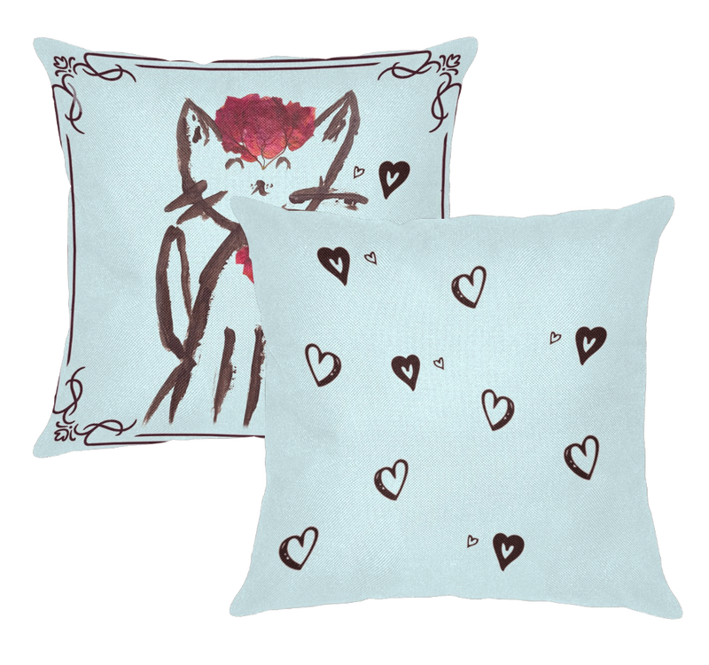 Flower Cat Pillow Cover