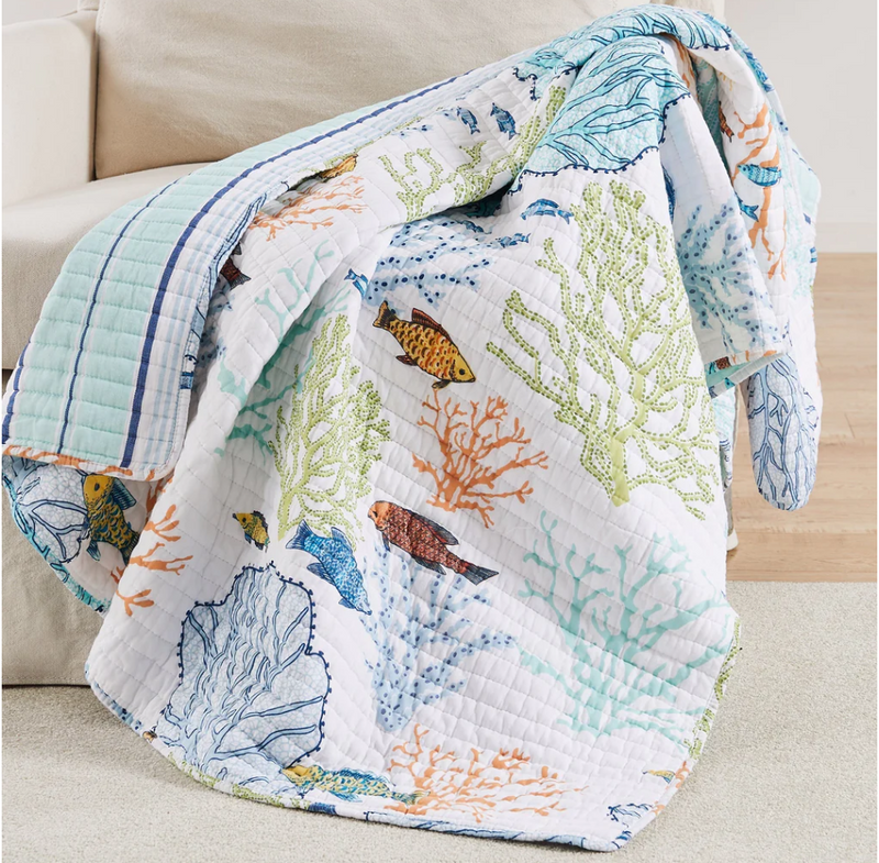 Quilted Throw Deep Sea