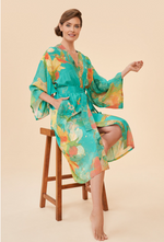 Kimono Gown Aqua Hummingbird