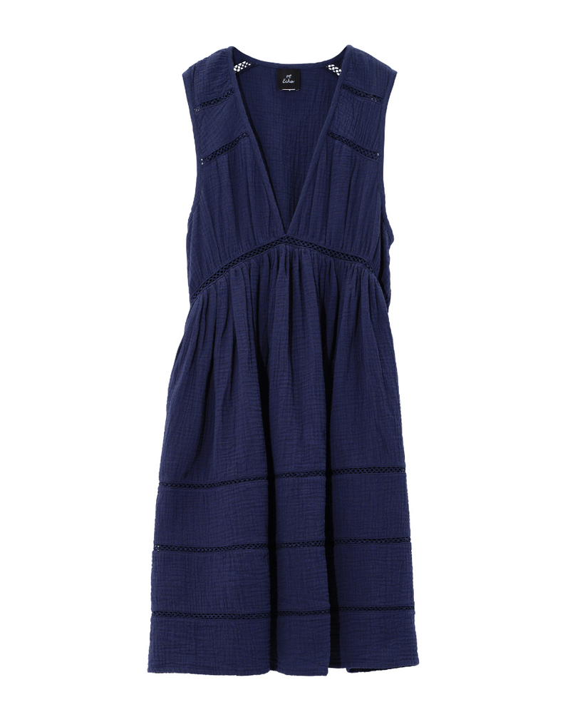 Gauze Navy Dress