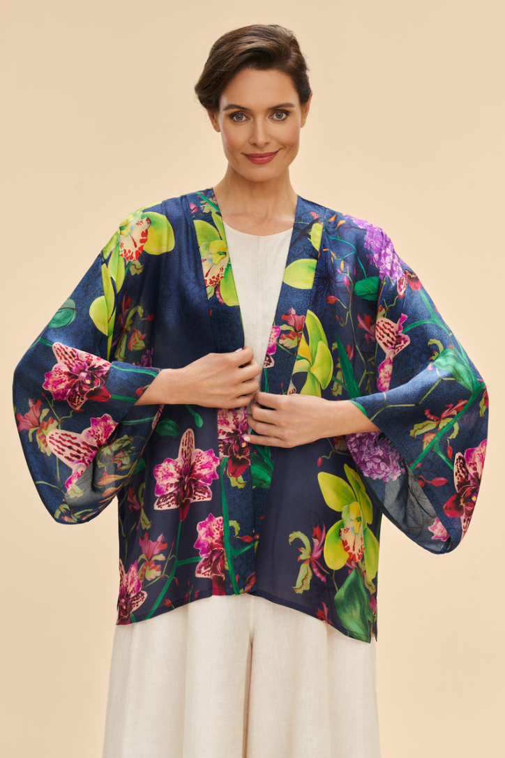 Kimono Jacket Exotic Evening Ink