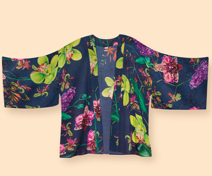 Kimono Jacket Exotic Evening Ink