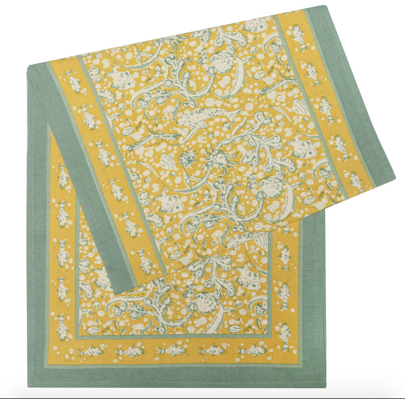 Table Linens La Mer Aqua & Citrine