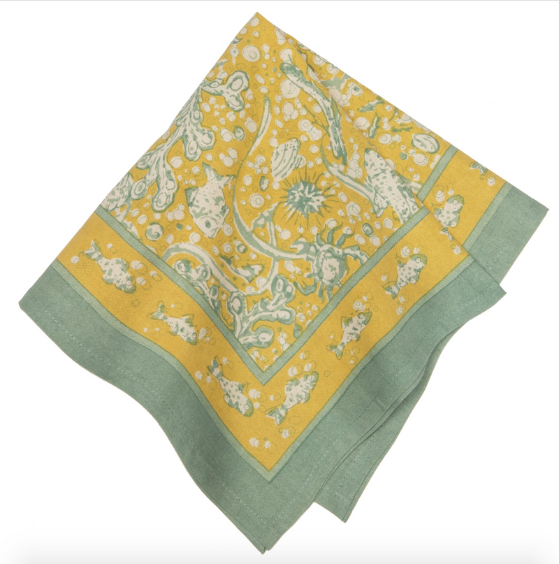 Table Linens La Mer Aqua & Citrine