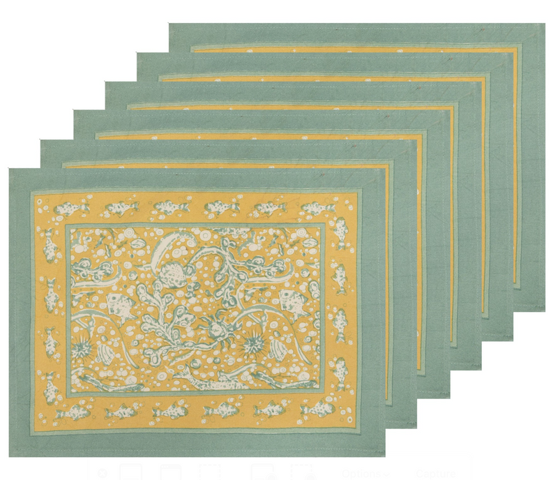 Table Linens La Mer Aqua & Citrine