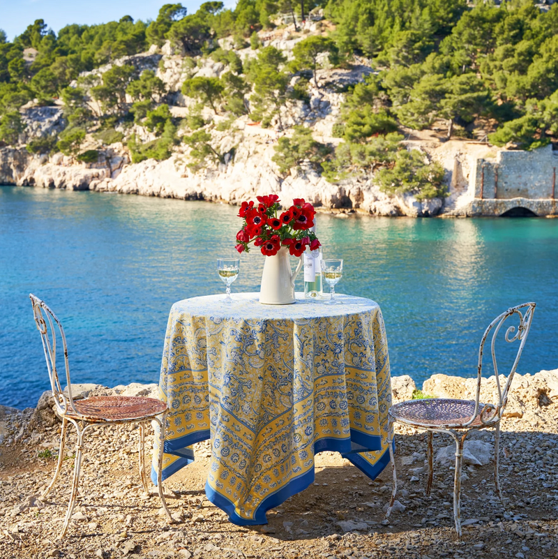 Table Linens La Mer Blue & Yellow