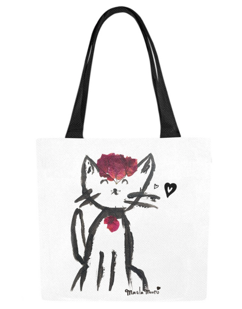 Flower Cat Tote Natural