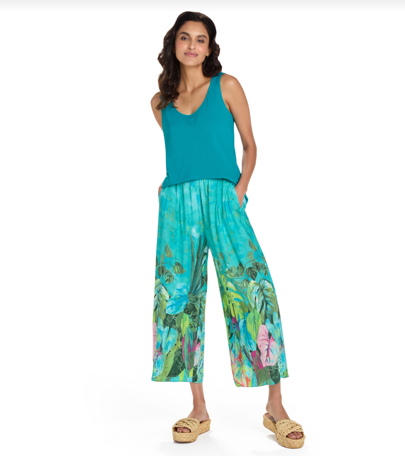 Wide Leg Crop Emerald Forest