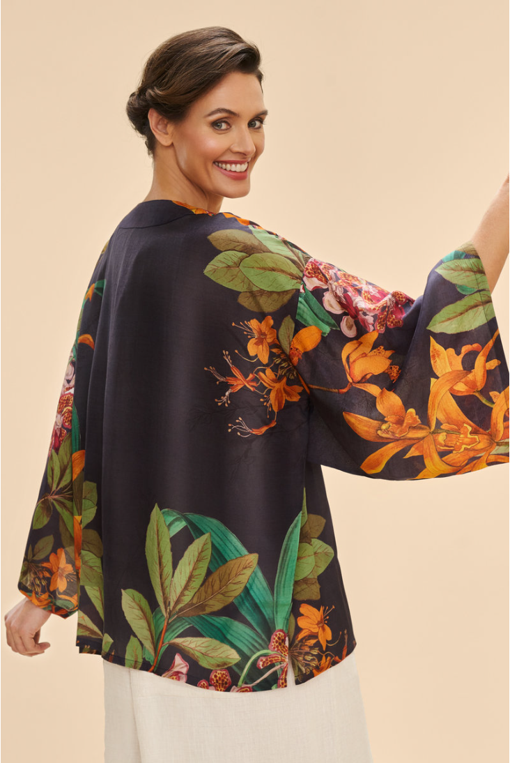 Kimono Jacket Botany Bliss Charcoal