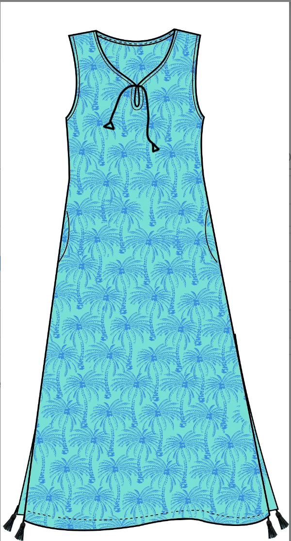 Palm Block Maxi Dress