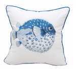 Blue Pufferfish Pillow