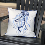 Blue Jellyfish Pillow