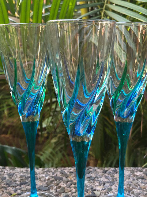 Trix Sea Blue Italian Crystal Glassware Set/2 – Portico Shop